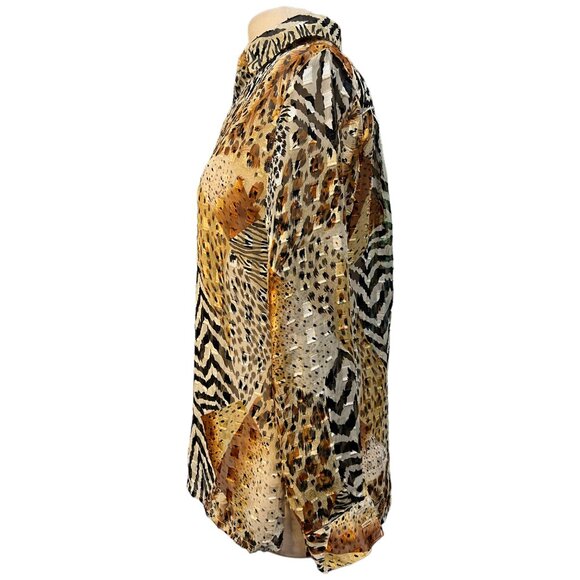 Vintage long button down animal print blouse - Picture 3 of 6
